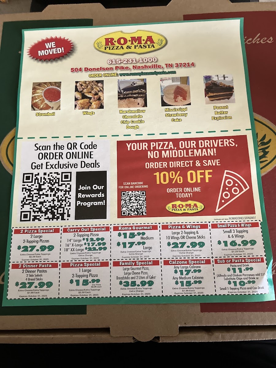 Roma Pizza & Pasta Menu - Image 2