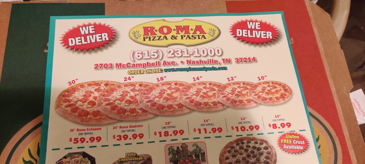 Roma Pizza & Pasta Menu - Image 5